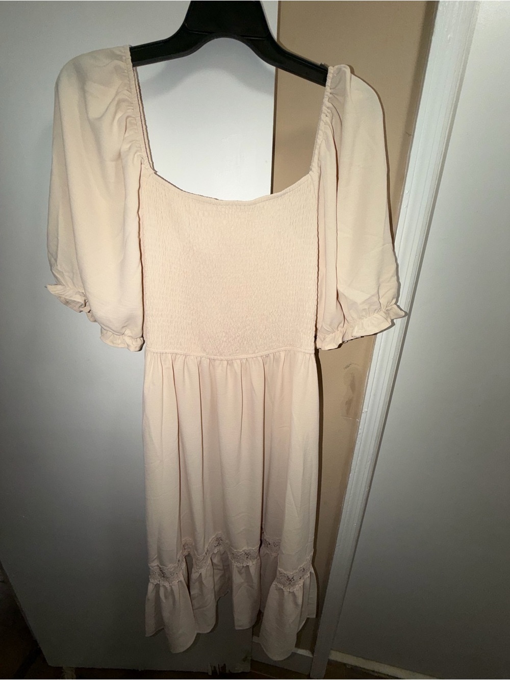 Boohoo Peach Smocked Curve dress